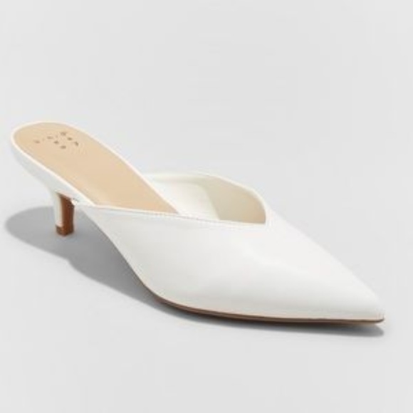 white kitten heel pumps